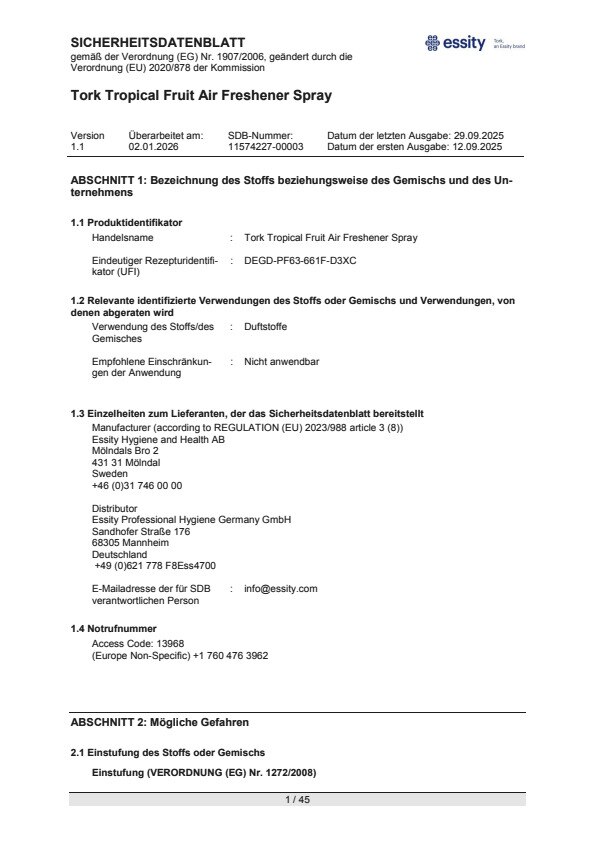 Safety data sheet preview